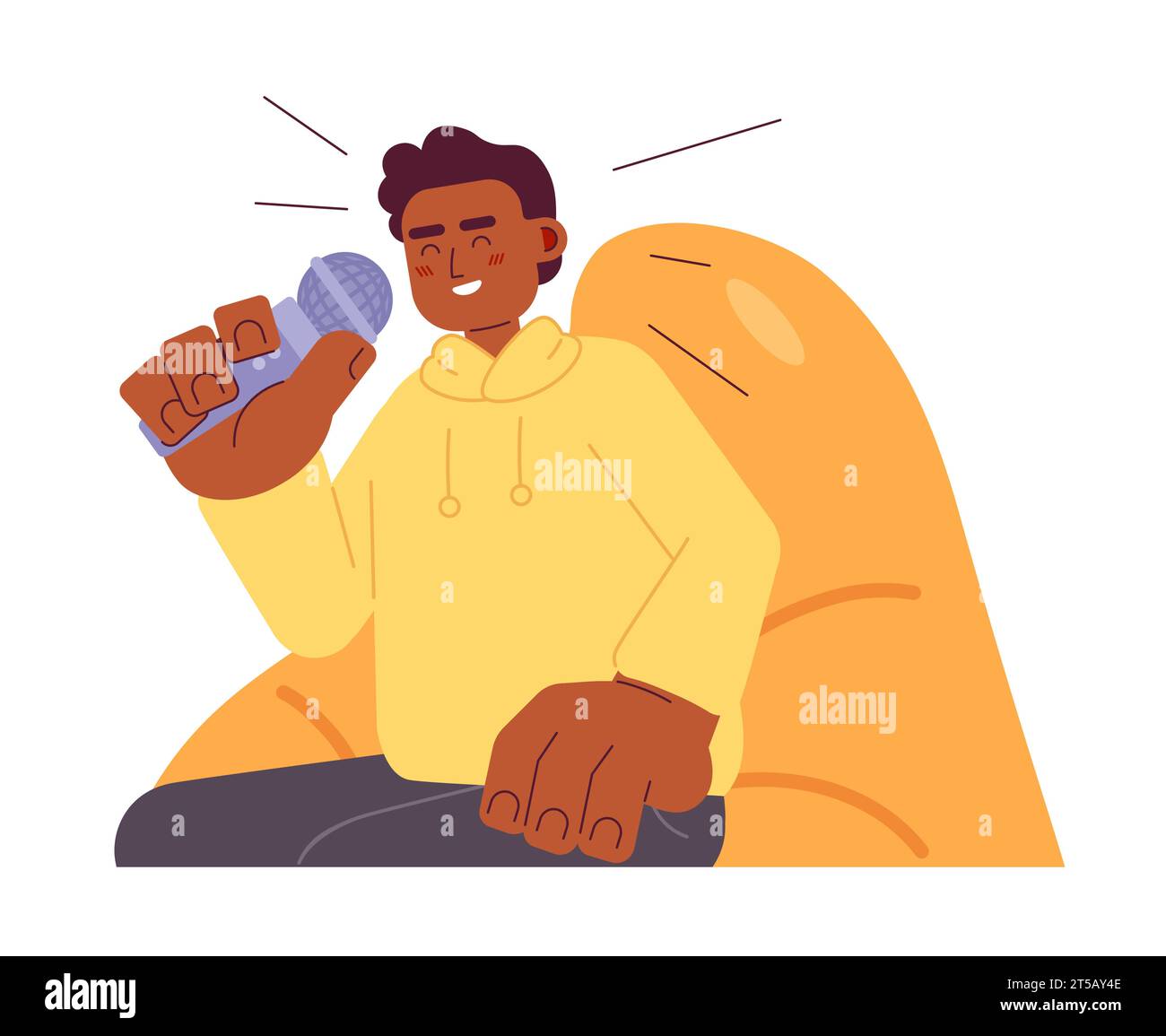 African american male talk show host 2D cartoon character Stock Vector 