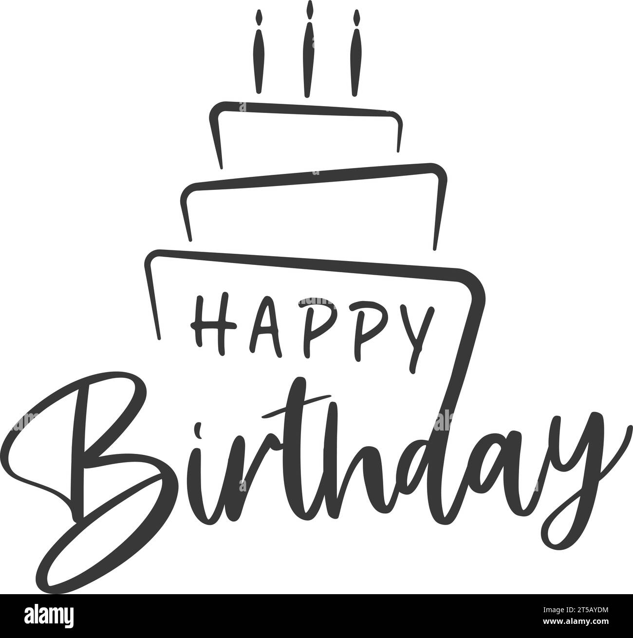 Happy Birthday lettering with cake Stock Vector