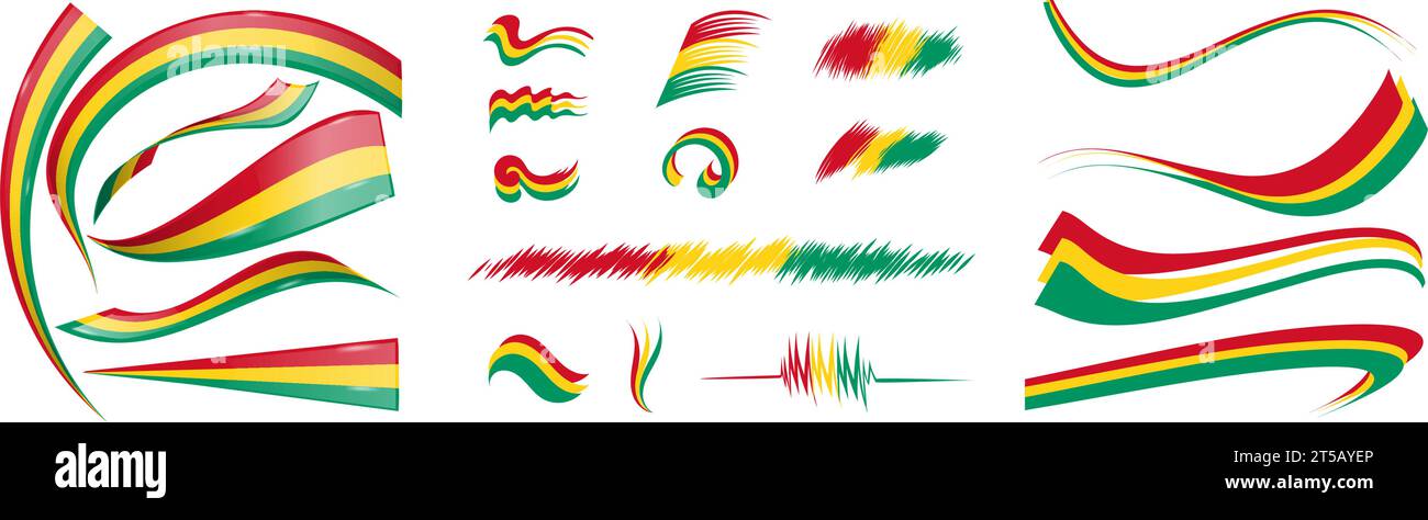 Guinea flag set elements, vector illustration on a white background Stock Vector