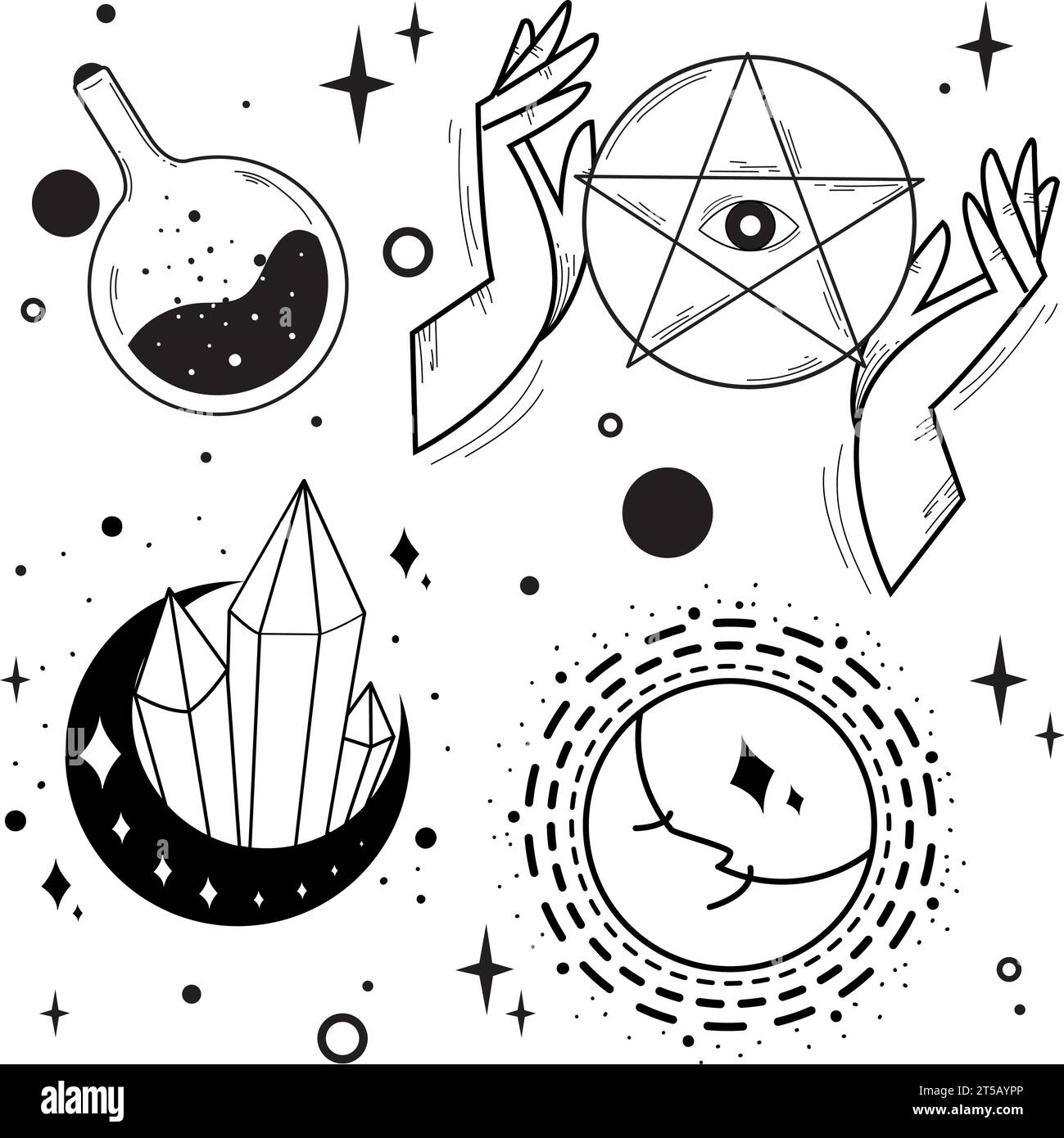 Seamless pattern background with esoterism icons Vector Stock Vector
