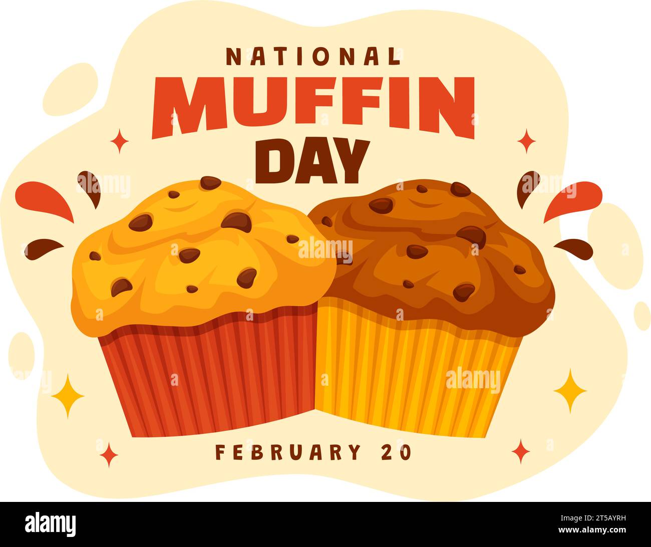 National Muffin Day Vector Illustration on February 20th with Chocolate