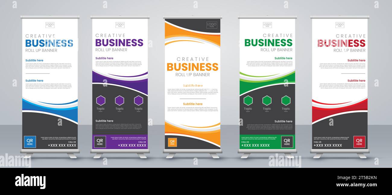 Business Roll up banner vertical template design, modern x-banner and flag-banner advertising Stock Vector