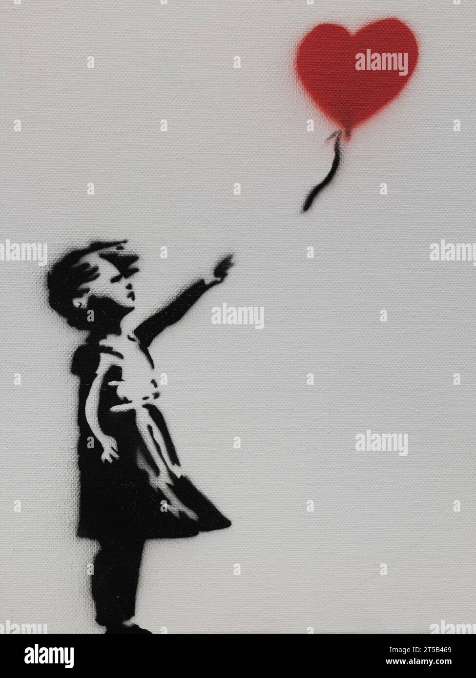 Girl with Balloon, Red Heart, stencil murals by Banksy Stock Photo Alamy