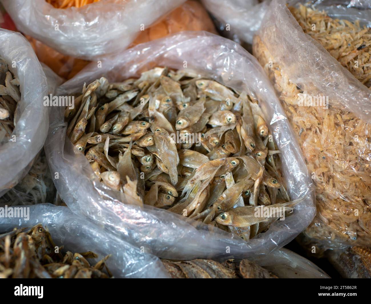 Ikan asin, salted fish  at traditional market in Yogyakarta, Indonesia. Stock Photo