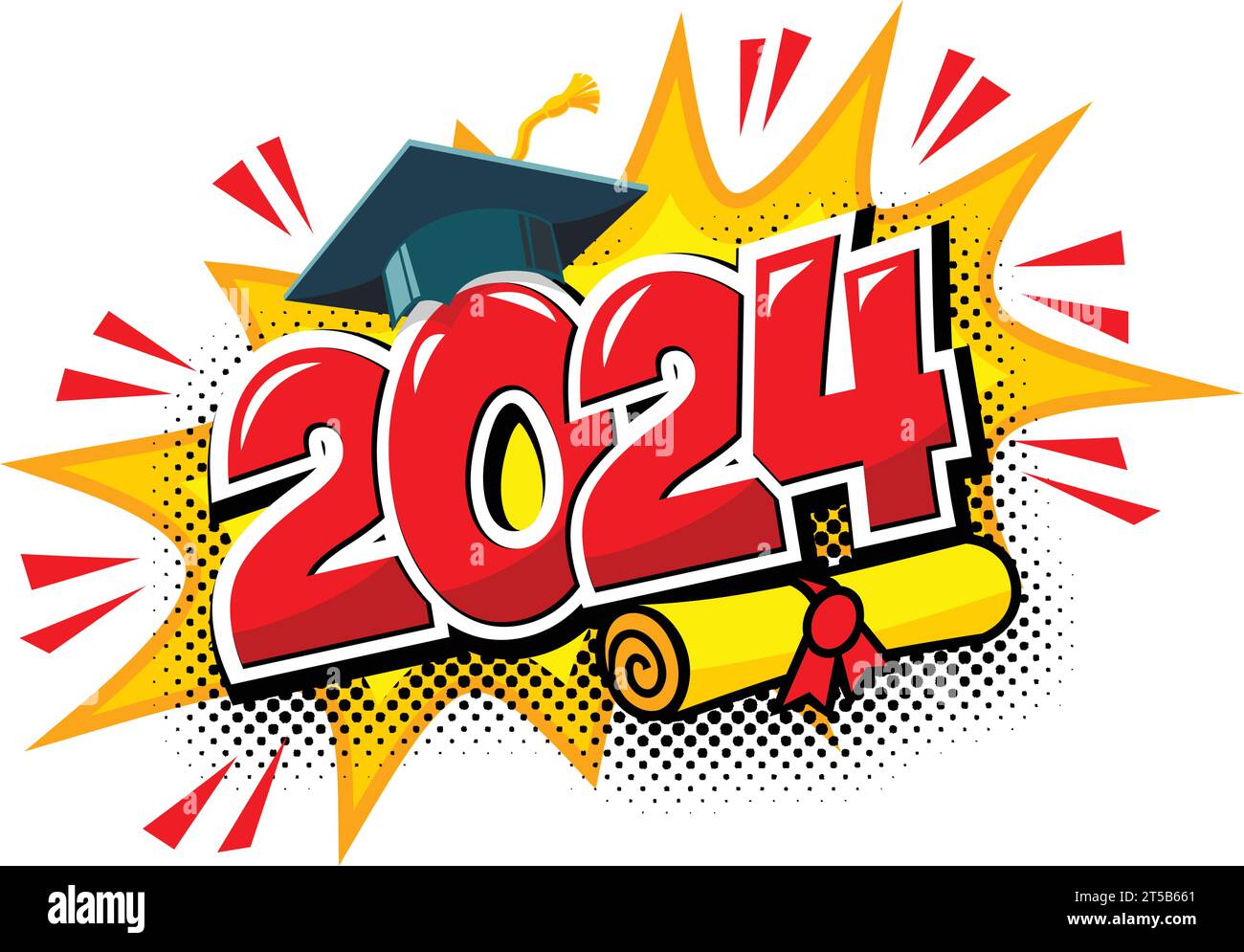 2024 class graduate header. Decorate congratulation for school