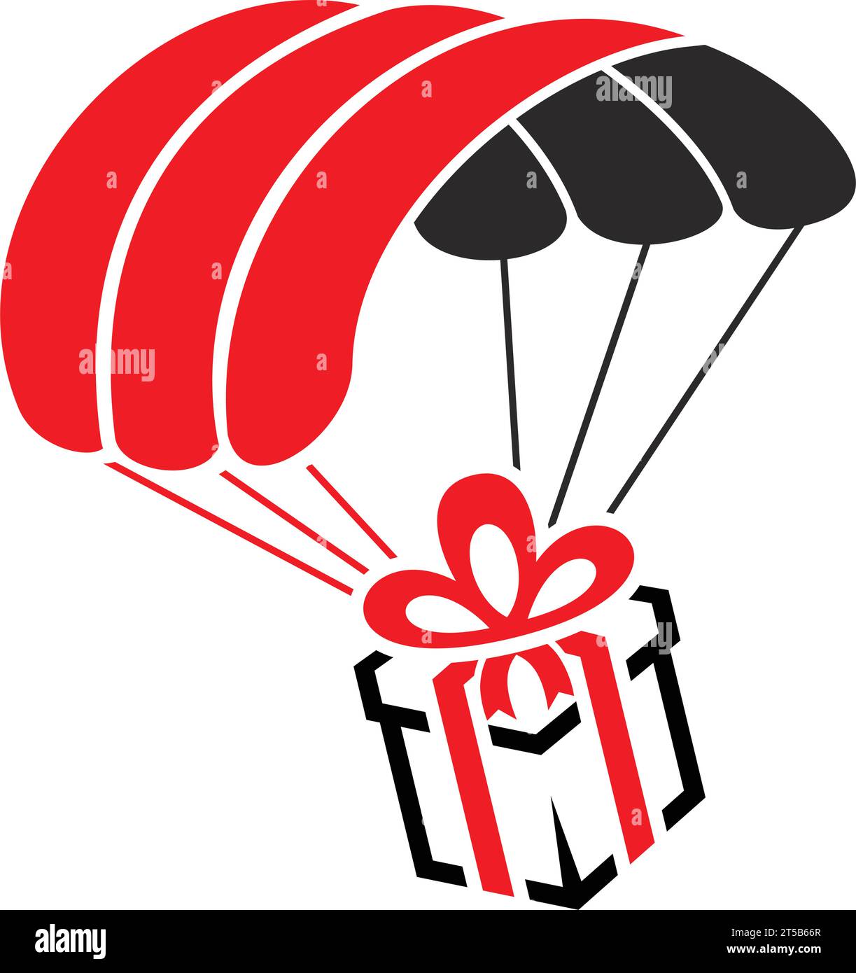 Fast delivery cargo icon. Parachute with gift box. Vector on transparent background Stock Vector