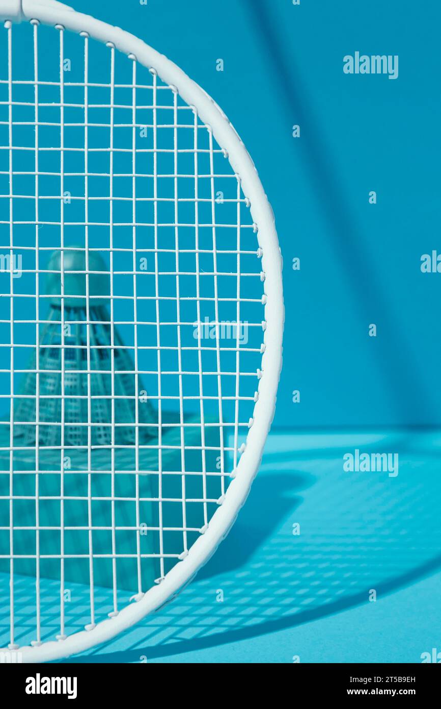 Badminton racket blue shuttlecock Stock Photo - Alamy