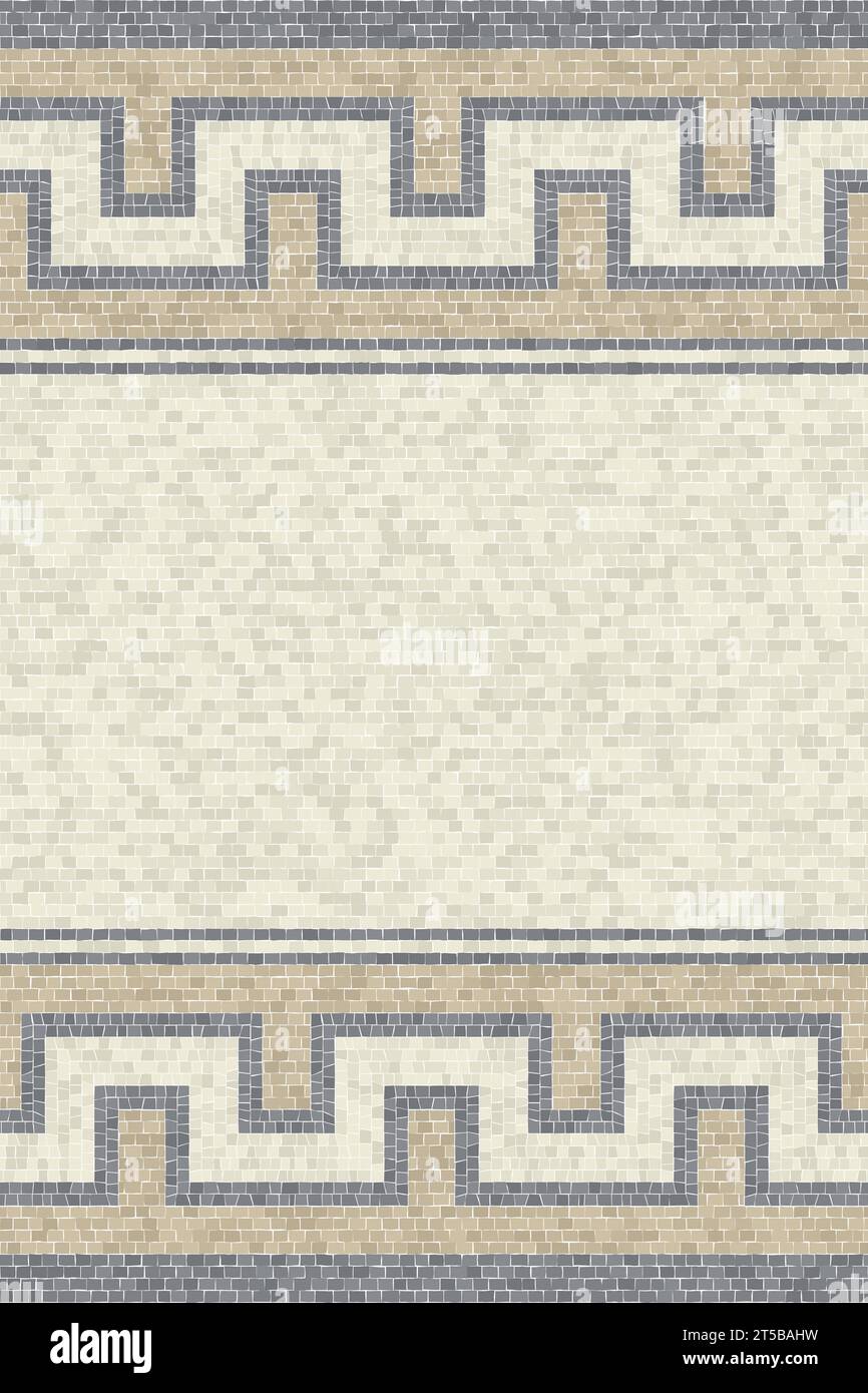 Decorative border pattern with mosaic tile, seamless vector illustration Stock Photo