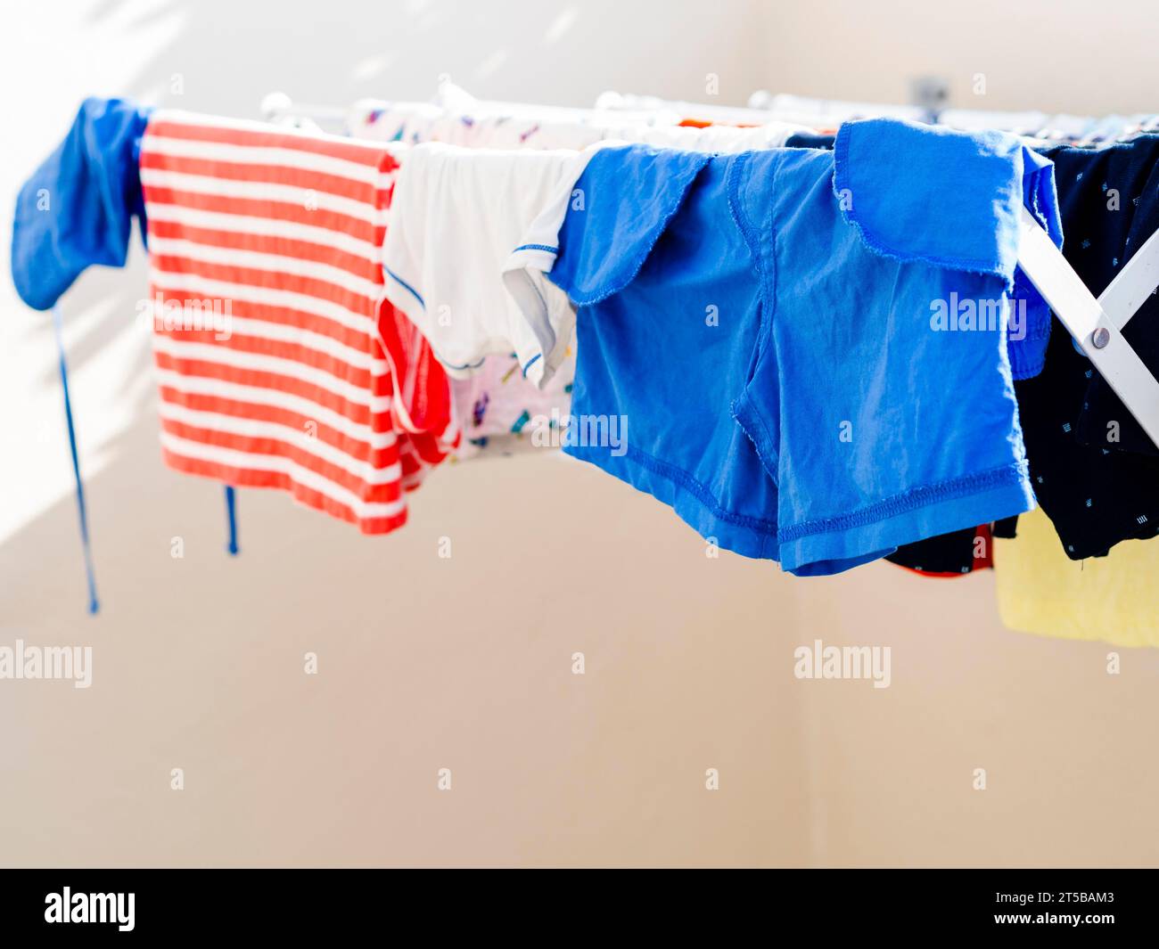 Close up clothes drying line Stock Photo Alamy