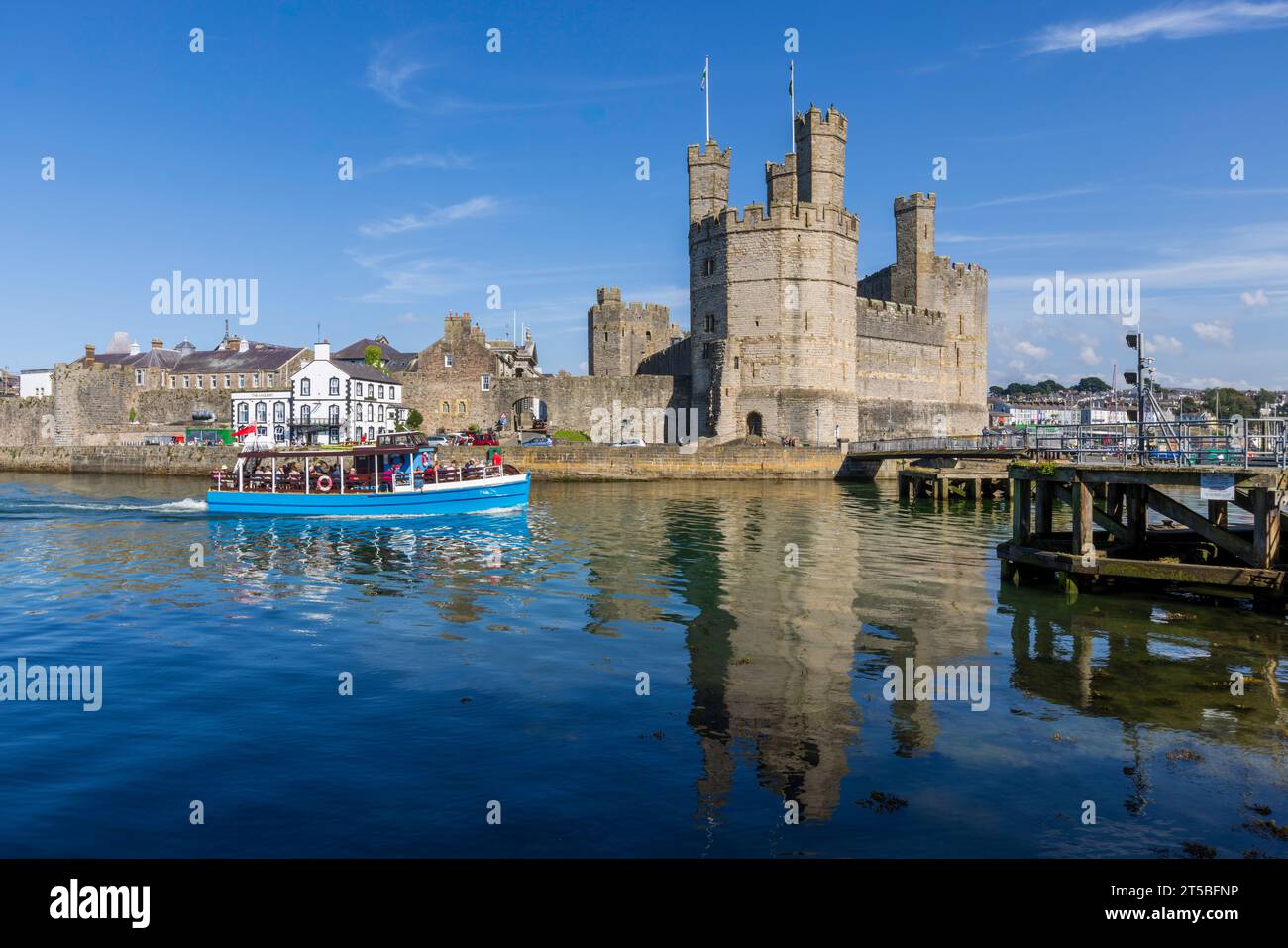 Caernarfon Castle, a UNESCO World Heritage Site and one of the most popular tourist destinations in Wales. Stock Photo