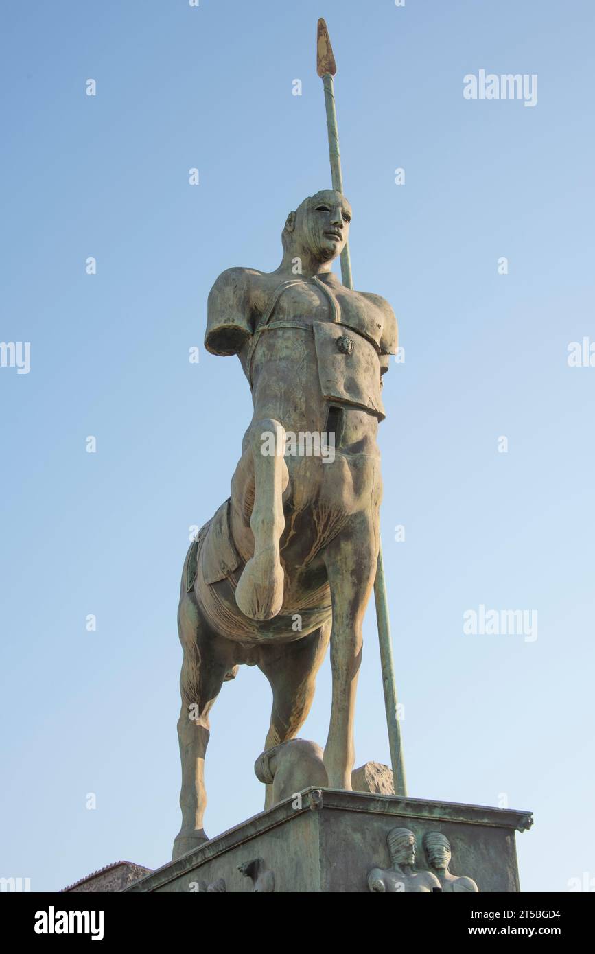 English: Centaur Statue, Forum of Pompeii, Igor Mitorraj                Italiano: Statua di Centauro, Foro di Pompei, Igor Mitorraj Stock Photo