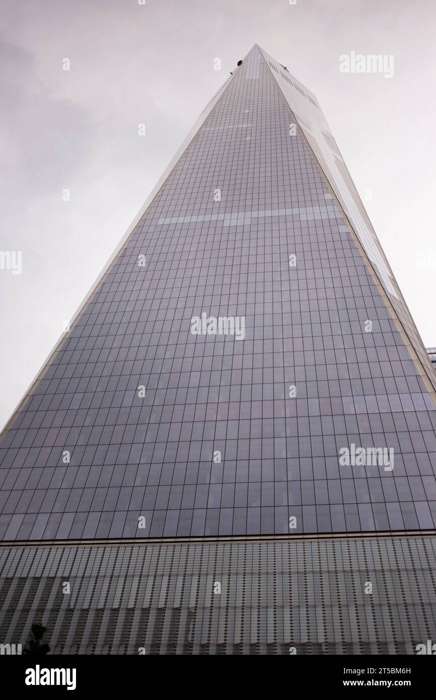 A stunning stock photo of One World Trade Center, the tallest building in the Western Hemisphere. The photo captures the iconic skyscraper's soaring h Stock Photo