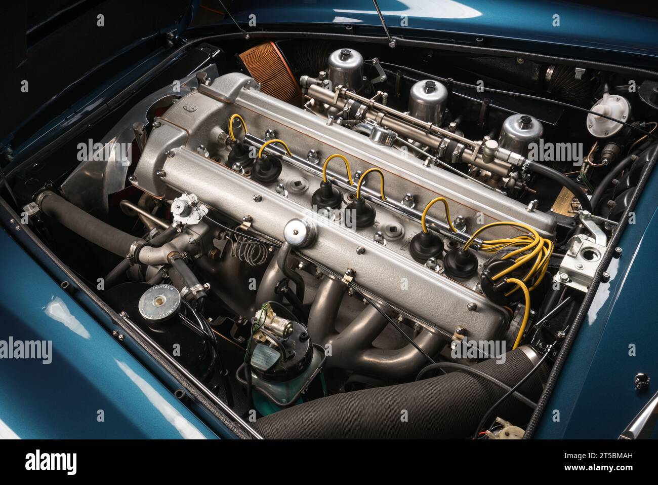 1965 Aston Martin DB5, engine view, pristine condition Stock Photo