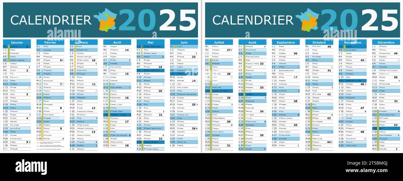 french 2025 calendar with saints and holidays Stock Vector Image & Art