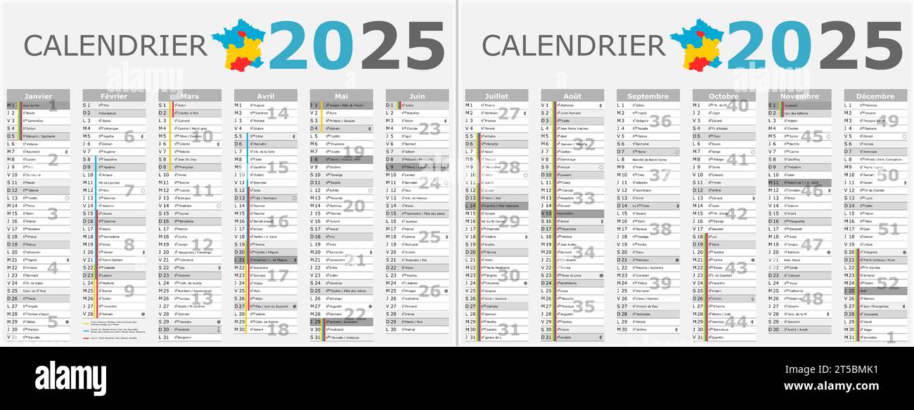 french 2025 calendar with saints and holidays Stock Vector Image & Art