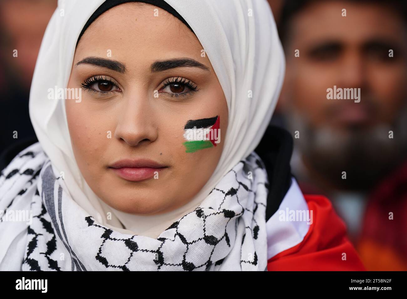 People take part in a Scottish Palestinian Solidarity Campaign protest