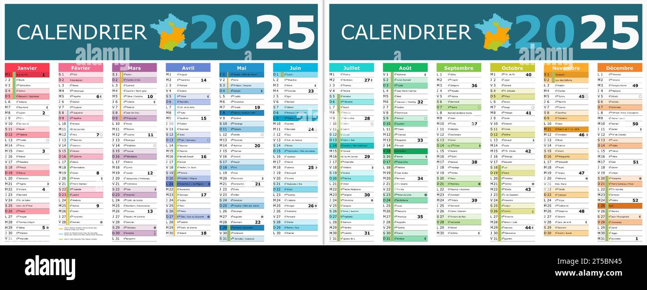 french 2025 calendar with saints and holidays Stock Vector Image & Art