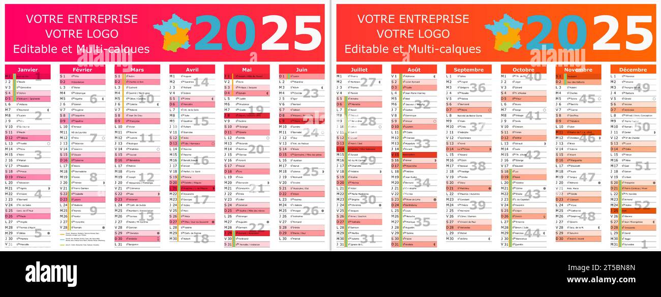 french 2025 calendar with saints and holidays Stock Vector Image & Art