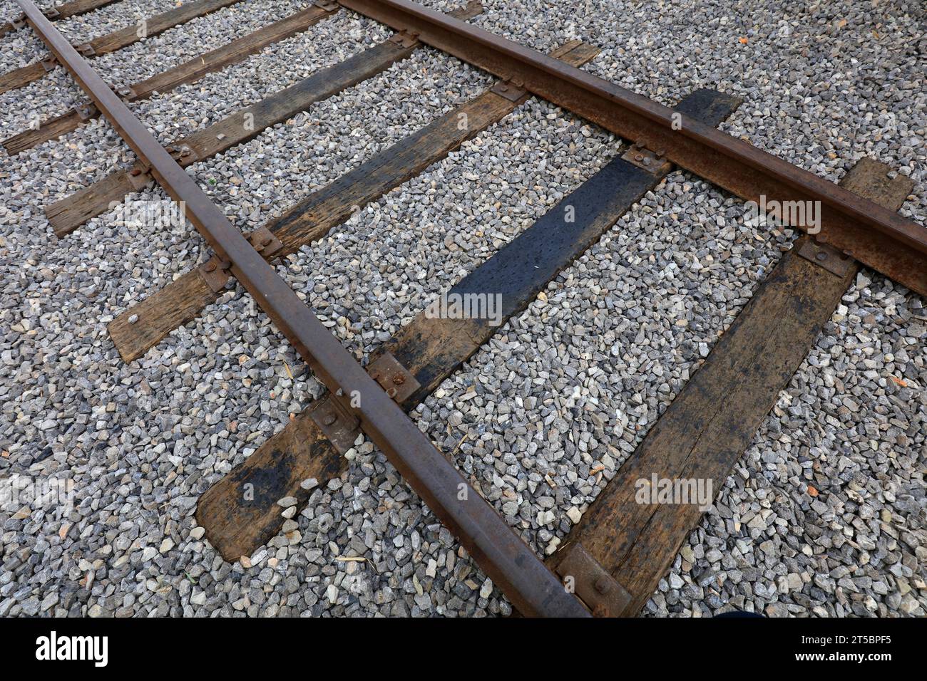 Rails and stones Stock Photo
