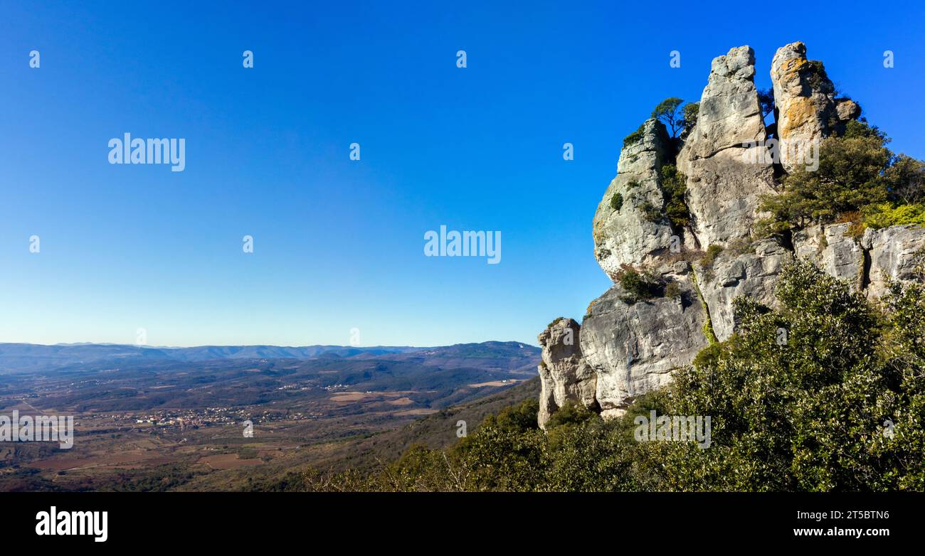 The Rock of the Two Virgins located in the Herault Valley. Occitania, France Stock Photo