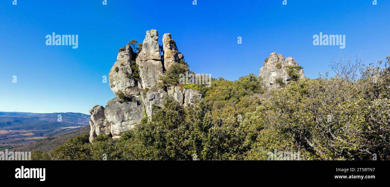 The Rock of the Two Virgins located in the Herault Valley. Occitania, France Stock Photo