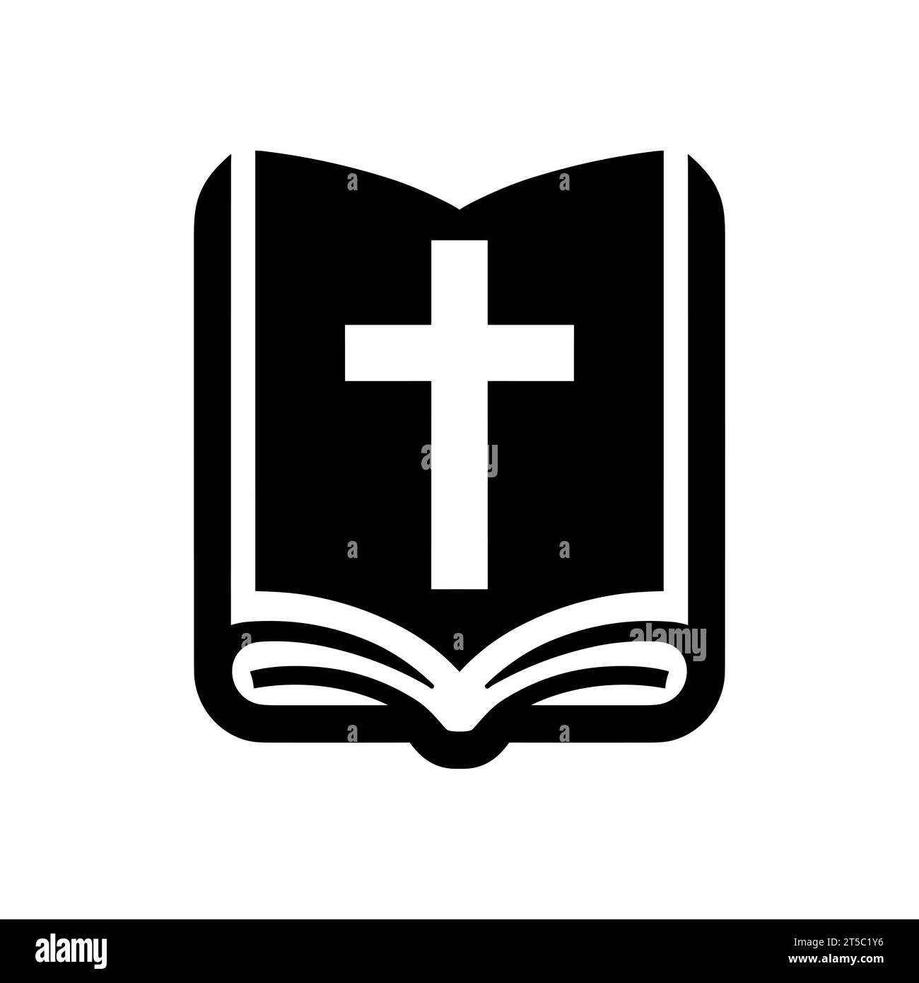 Bible book icon. Christian cross icon. Black religion book. Vector ...