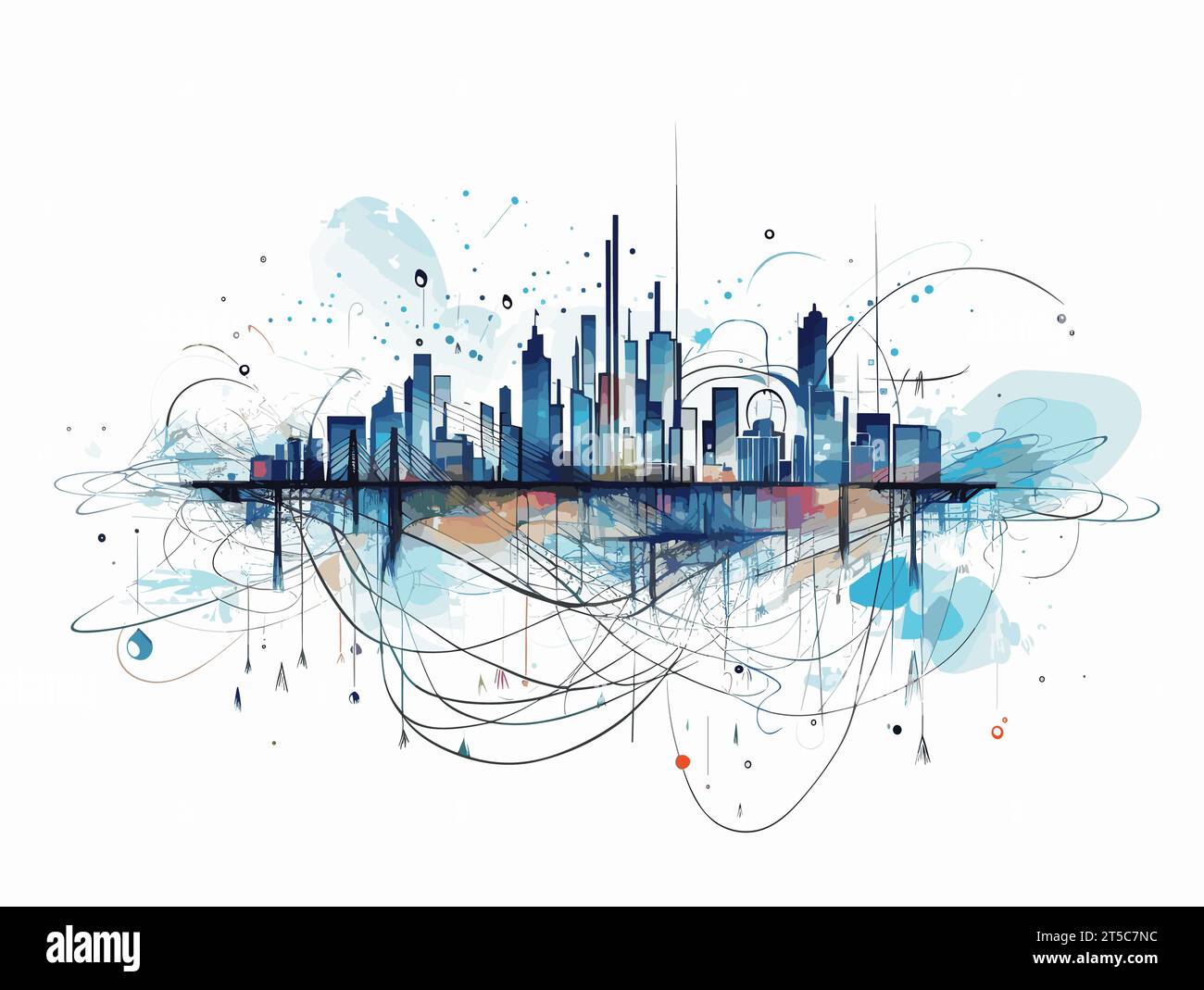 Drawing of Digital smart city infrastructure and rapid data network ...