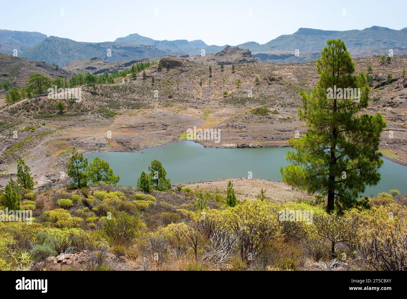 Embalse de las Ninas is one of the two largest reservoirs on the Canary Island of Gran Canaria Stock Photo