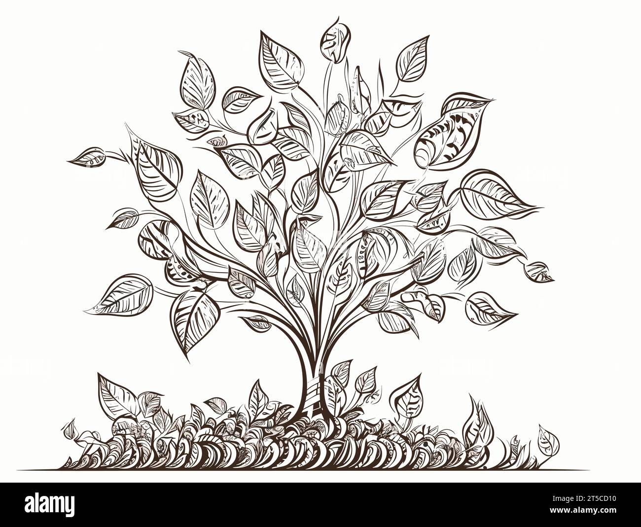 Drawing of Growing investment concept illustration separated, sweeping overdrawn lines. Stock Vector