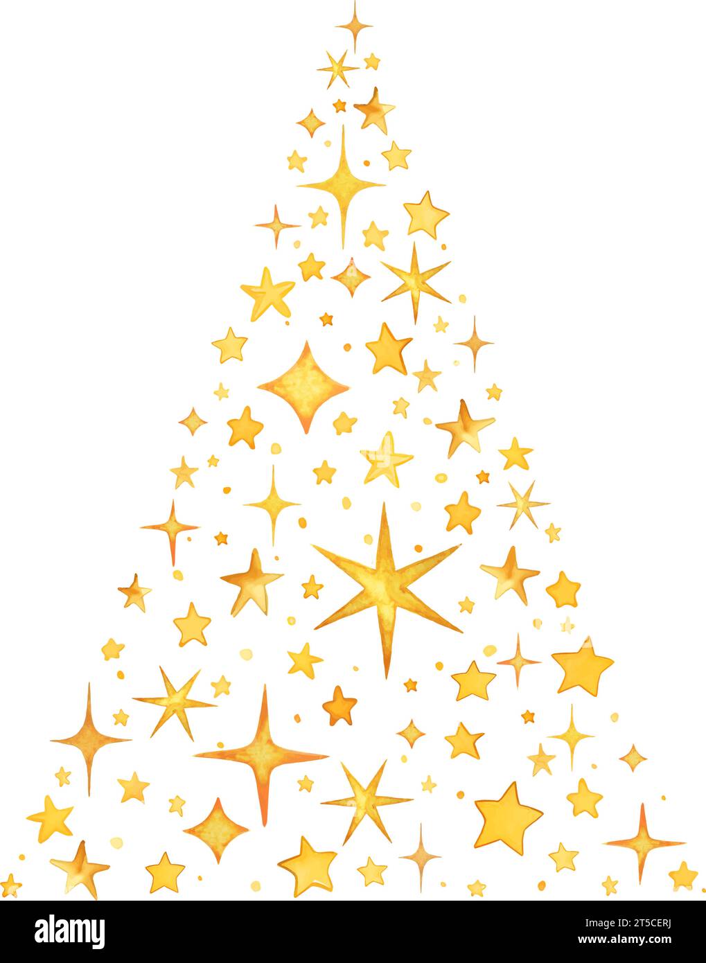 Watercolor Christmas stars tree Watercolor Christmas stars tree. Stock Vector