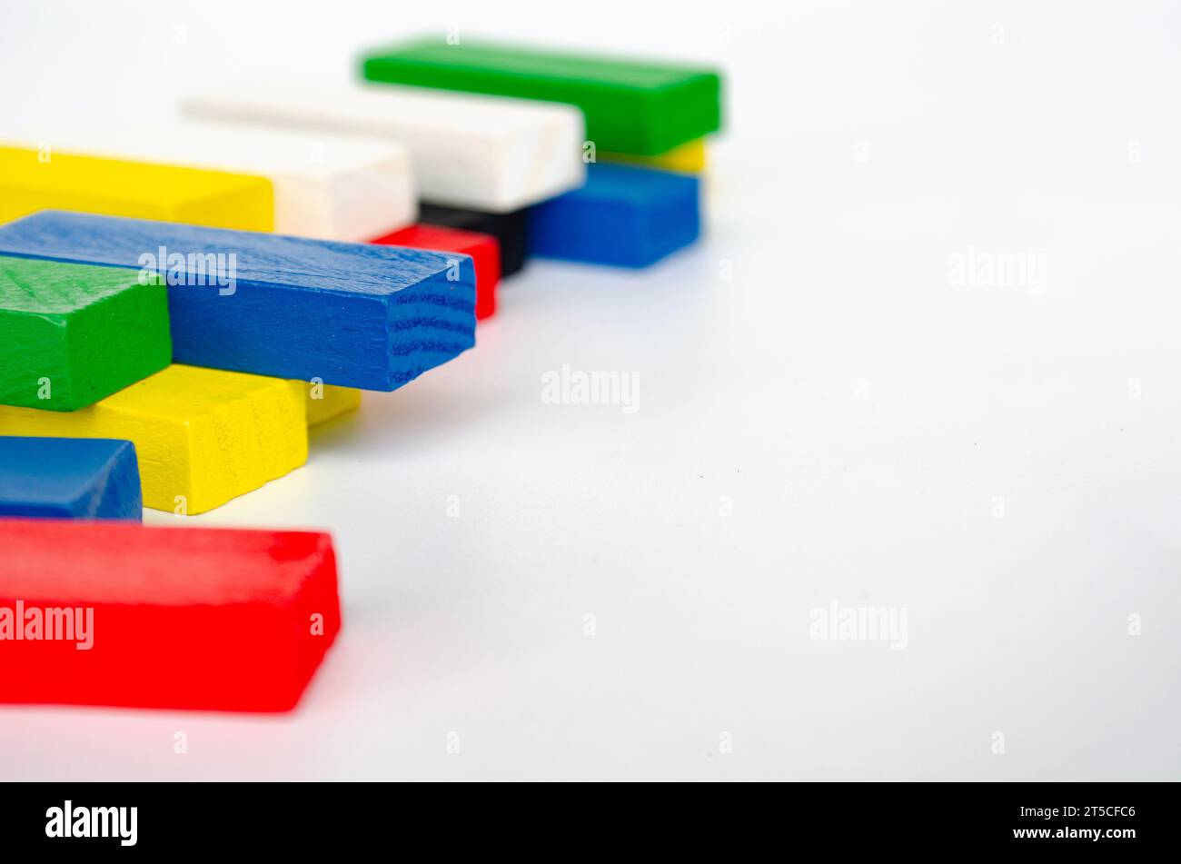 Colorful wooden blocks on white background with customizable space for ...