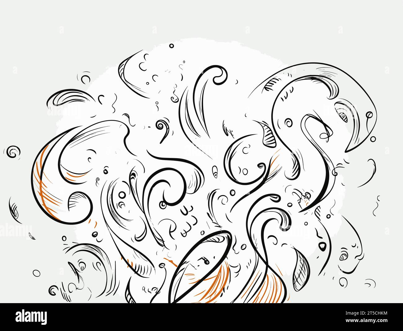 Drawing of question mark and exclamation point. doodle illustration separated, sweeping overdrawn lines. Stock Vector