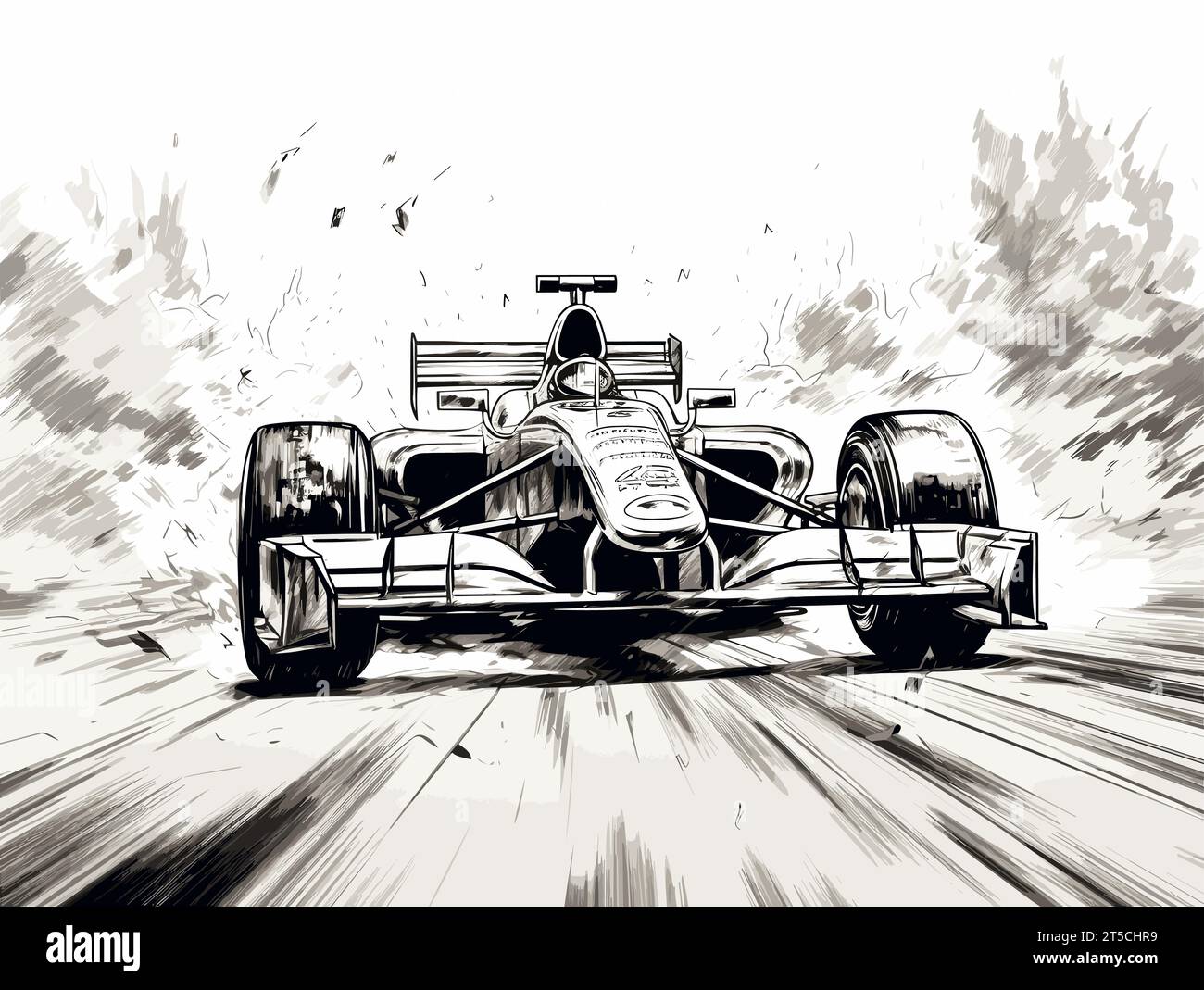 Drawing of Race winner illustration separated, sweeping overdrawn lines ...