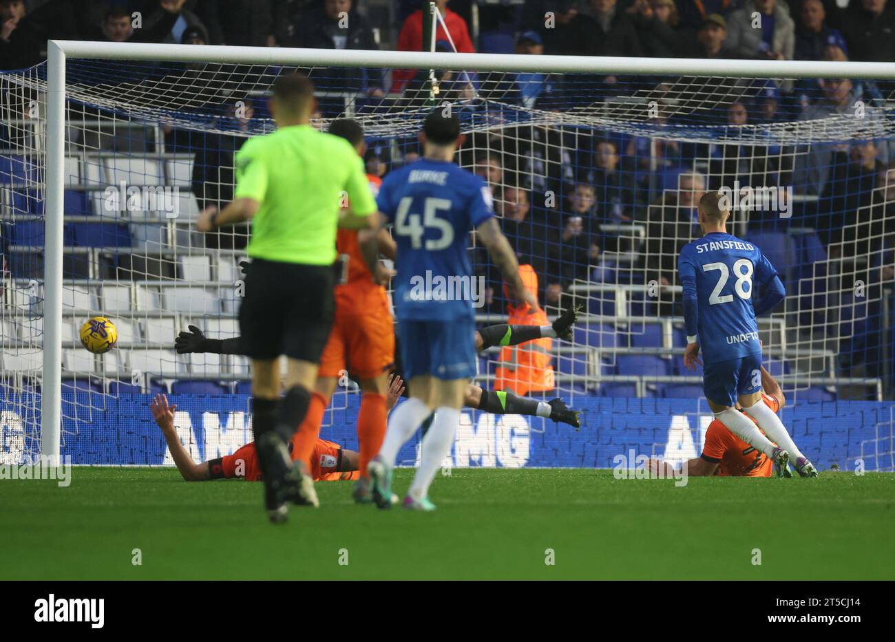 Ipswich's Cameron Burgess diverts the ball into his own goal during the Sky Bet Championship match at St. Andrew's, Birmingham. Picture date: Saturday November 4, 2023. Stock Photo