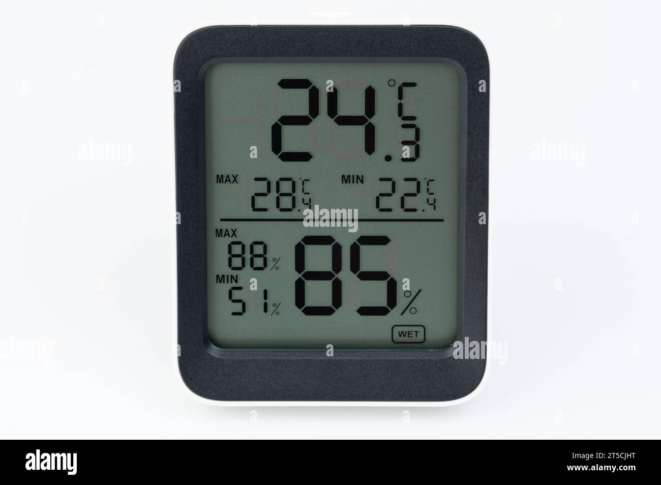 Temperature and humidity measure device isolated on white studio background Stock Photo