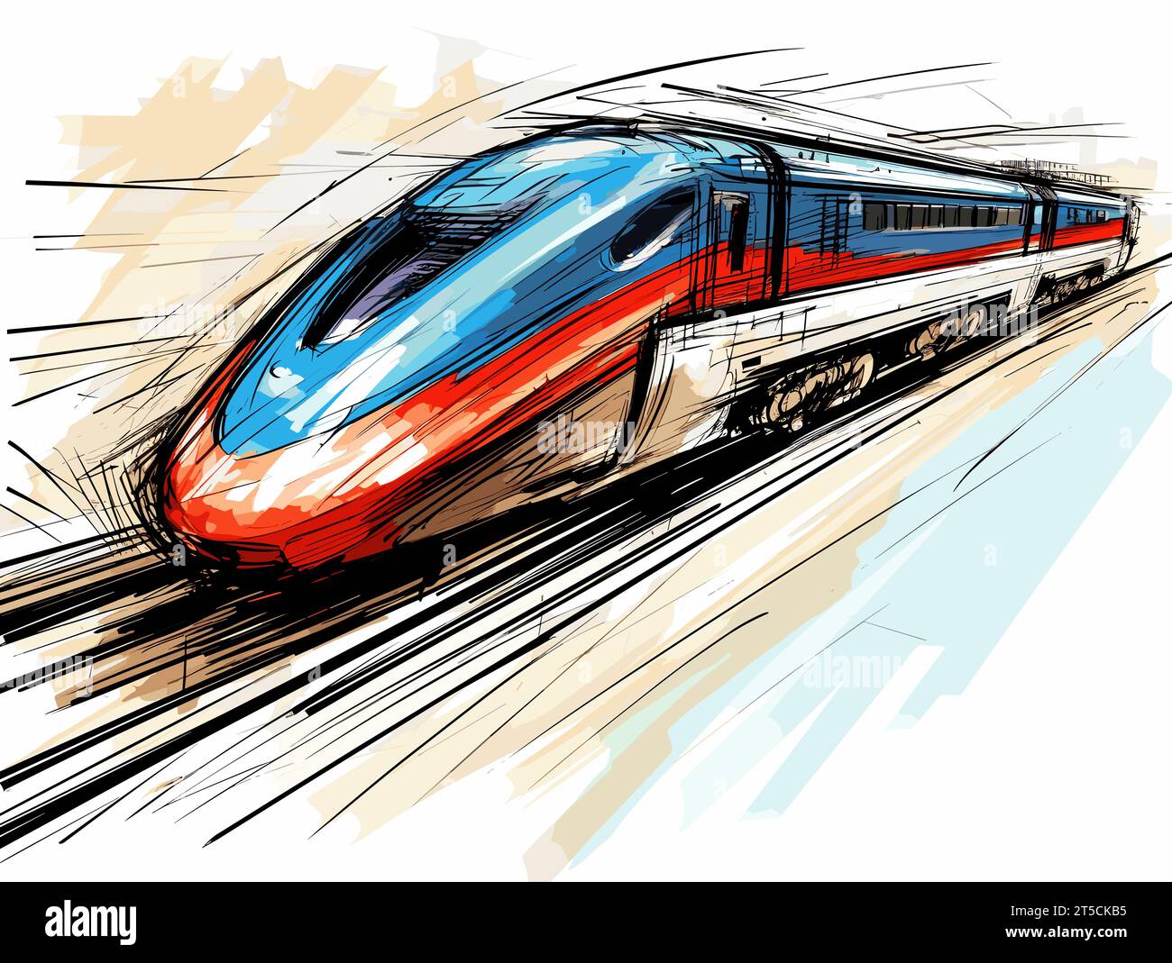 Highspeed Train Stock Illustration - Download Image Now - High Speed Train,  Drawing - Art Product, Railroad Track - iStock