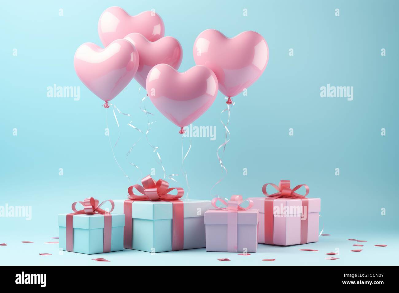 Happy birthday celebration 3d heart shaped balloons with gift boxes ...