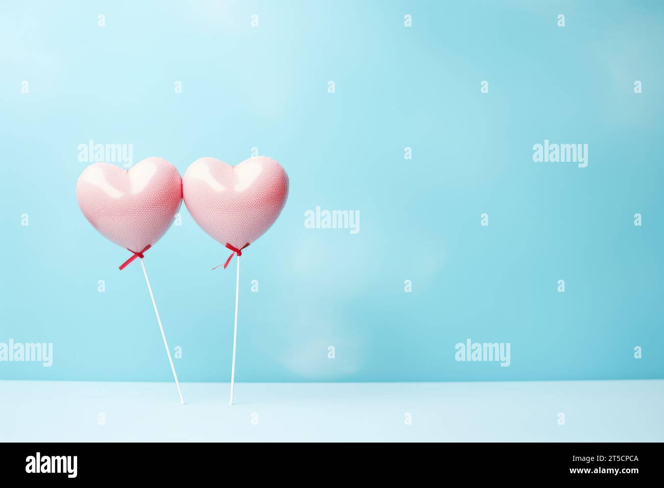 Colorful heart shaped balloons on blue pastel backgroundLove, valentine ...