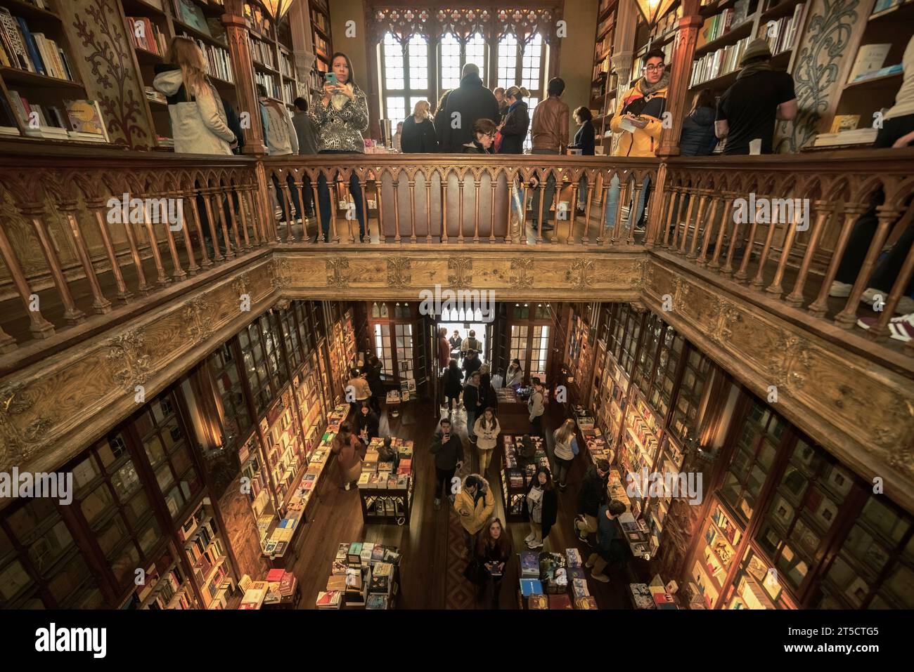 Library Lello and Irmao a bookstore that has served as a stage for some scenes in films like Harry Potter in the city of Porto, Portugal, Europe. Stock Photo