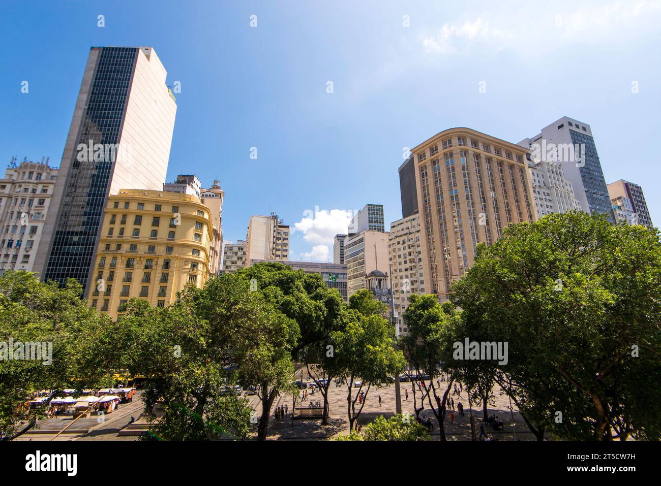 Cinelandia Square and Buildings of Downtown Rio de Janeiro, Brazil Stock Photo