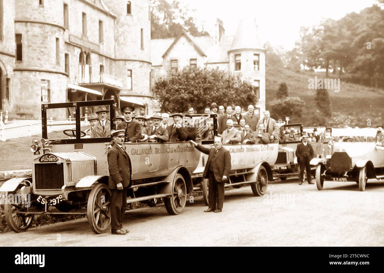 Charabanc at the Trossachs Hotel, Callander, Scotland, early 1900s Stock Photo