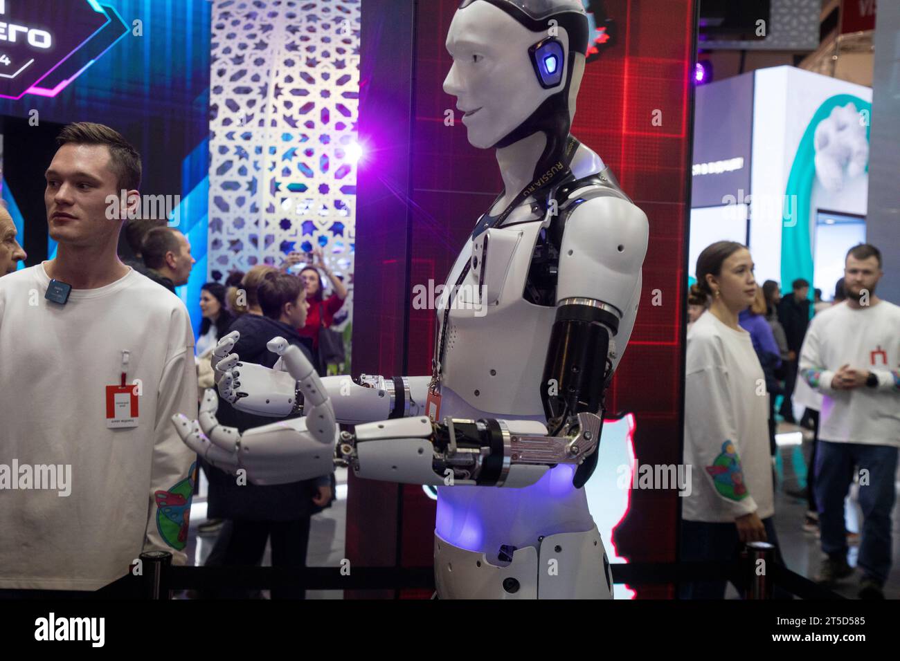 Moscow, Russia. 4th of November, 2023. A robot is seen at the stand of Russia's Perm Territory during the opening of the Russia Expo international exhibition and forum at the VDNKh exhibition centre in Moscow, Russia Stock Photo
