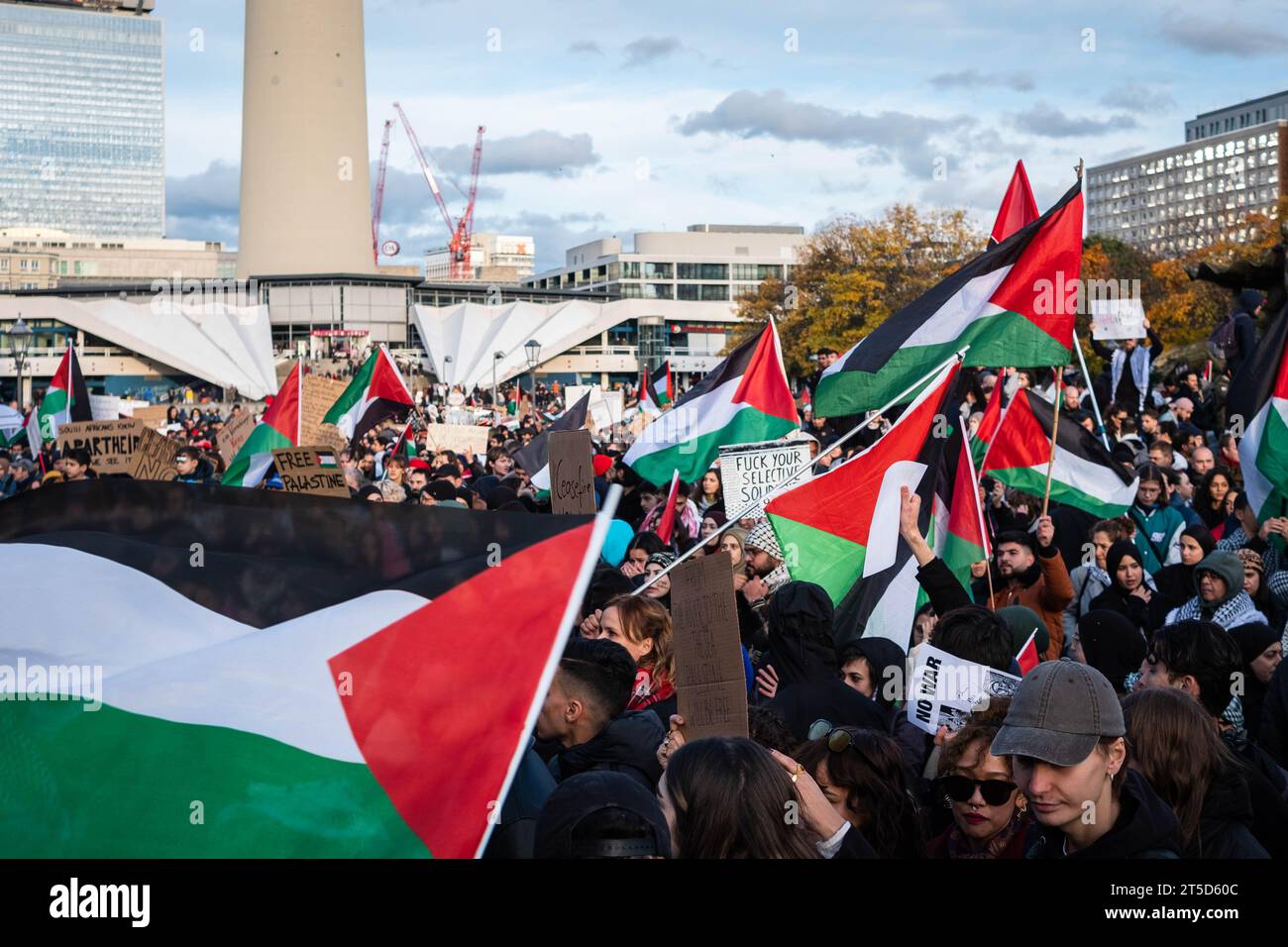 Berlin, Germany - November, 4: Protestors on Free Palestine Demonstration in Berlin Stock Photo