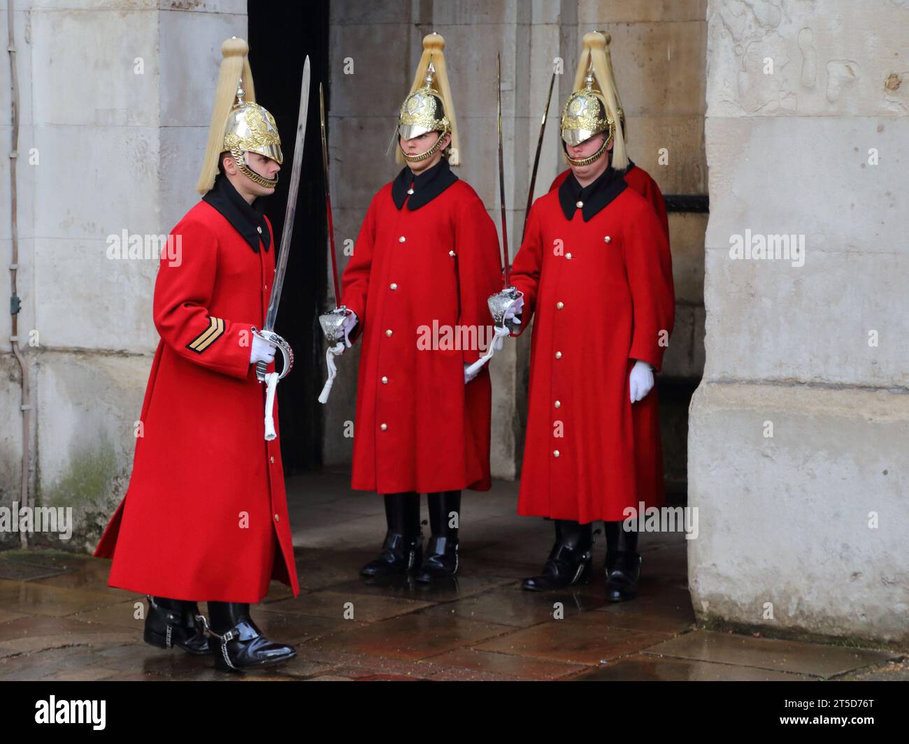 Soldiers of the King’s Lifeguard at the Changing of the Guard in their