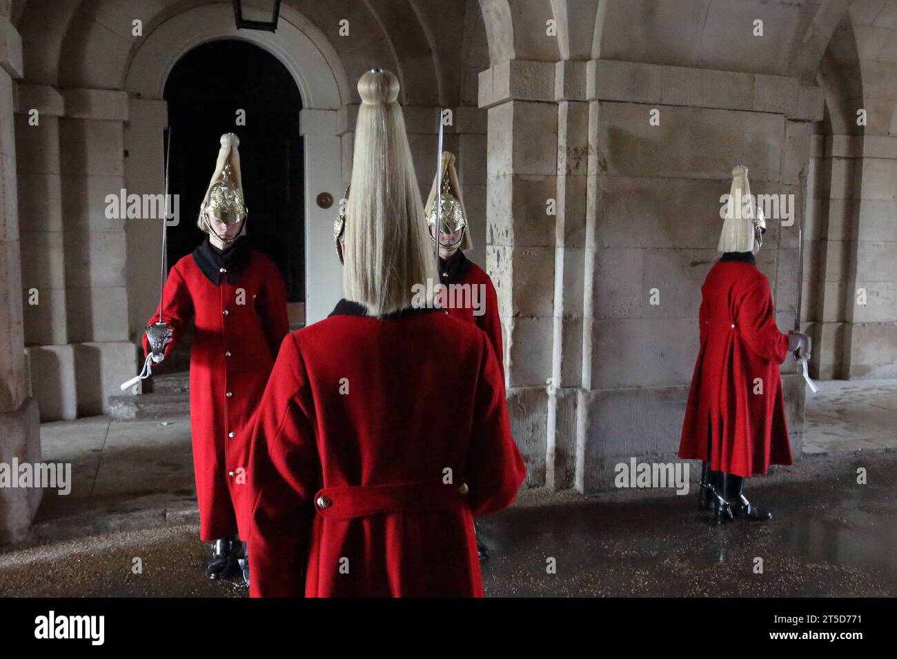 Soldiers of the King’s Lifeguard at the Changing of the Guard in their
