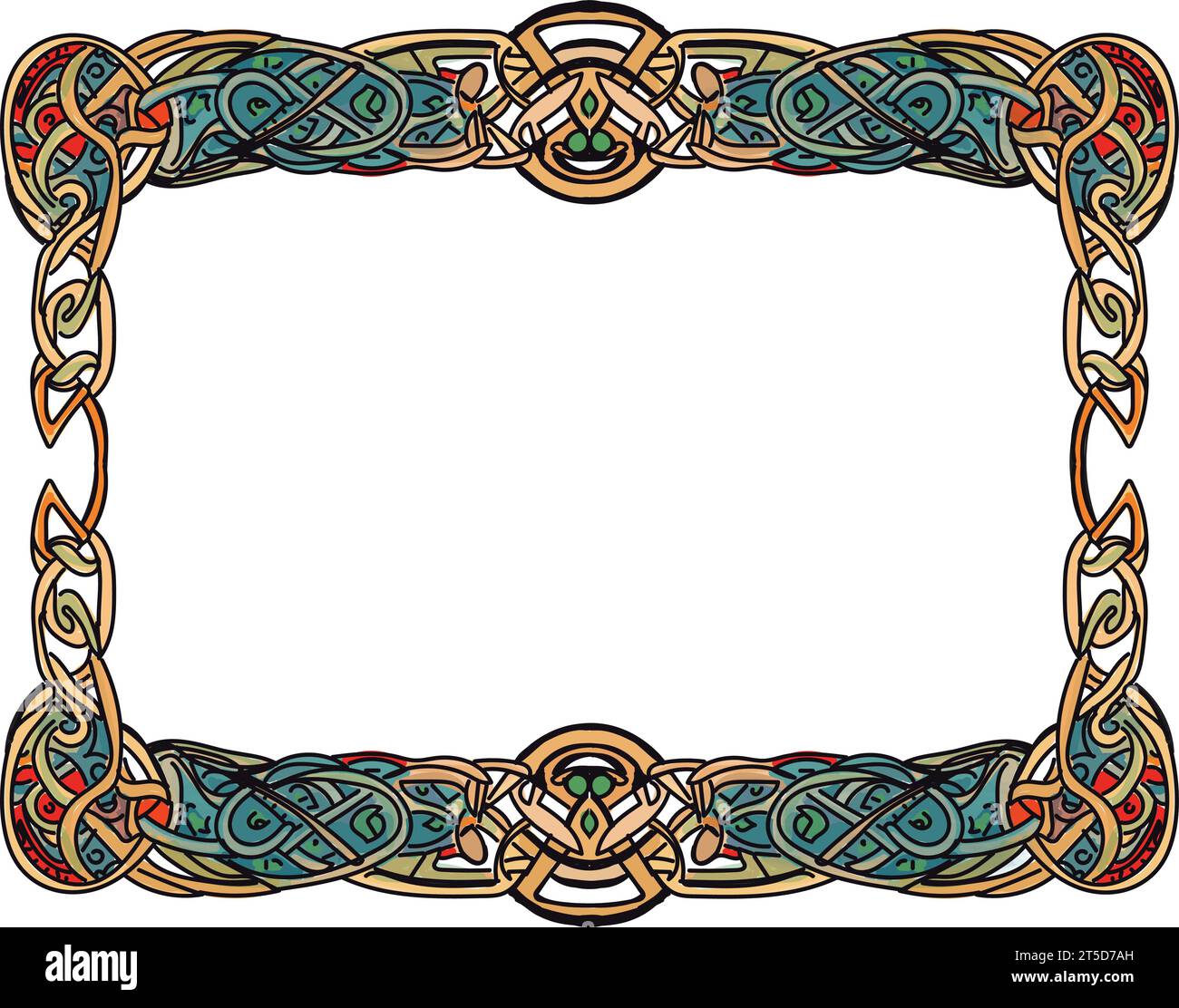 Medieval Style Knotwork Border Frame Multicolor Celtic Stock Vector Medieval Style Knotwork Border Frame Multicolor Celtic Stock Vector