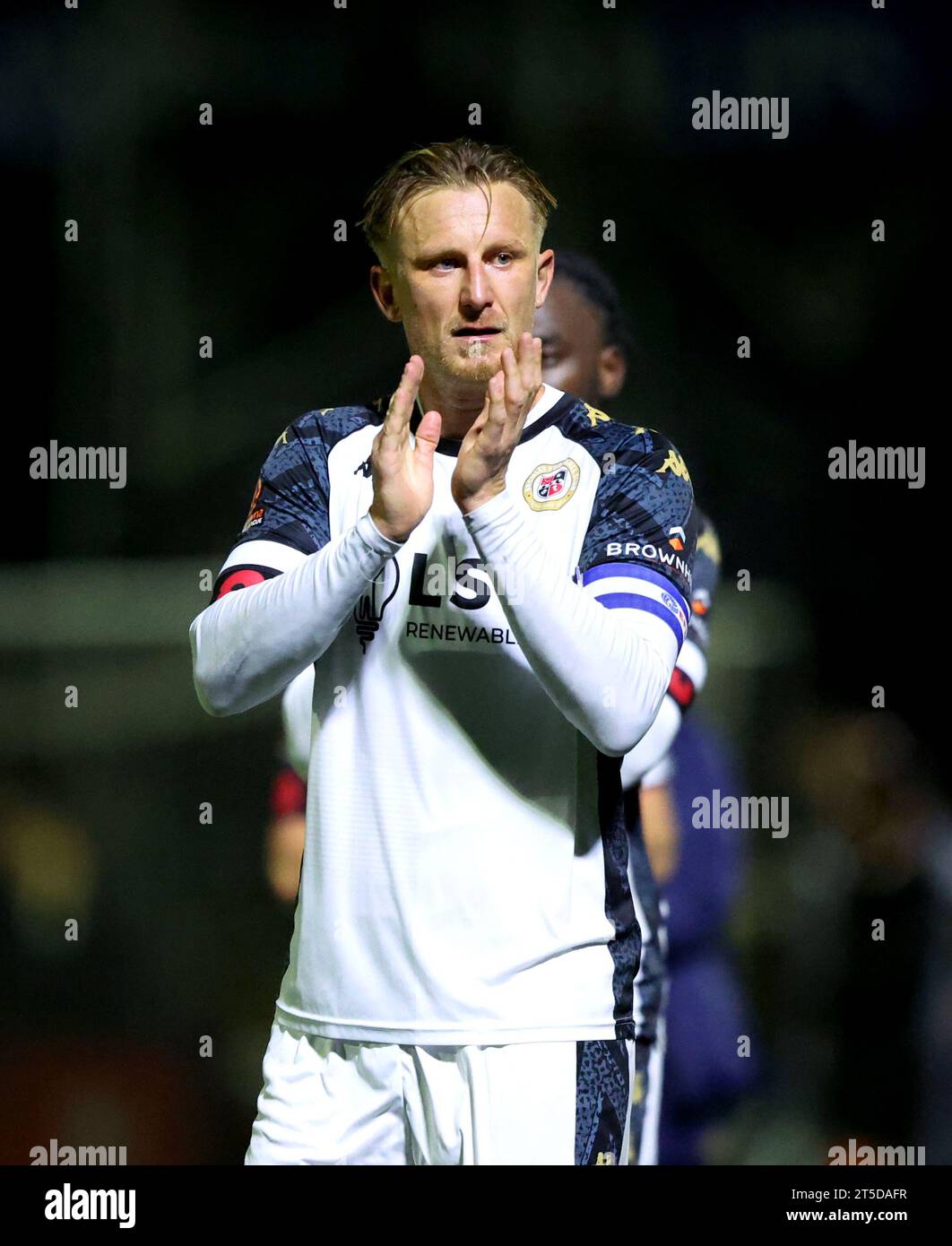 Bromley's Byron Webster applauds the fans at the end of the Emirates FA ...
