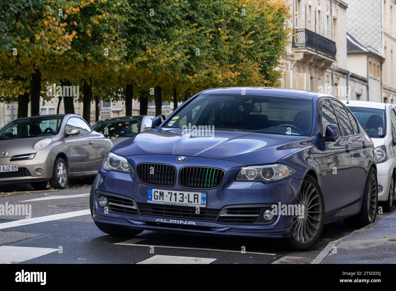 Blue BMW Alpina B5 Bi-Turbo parked in a street Stock Photo