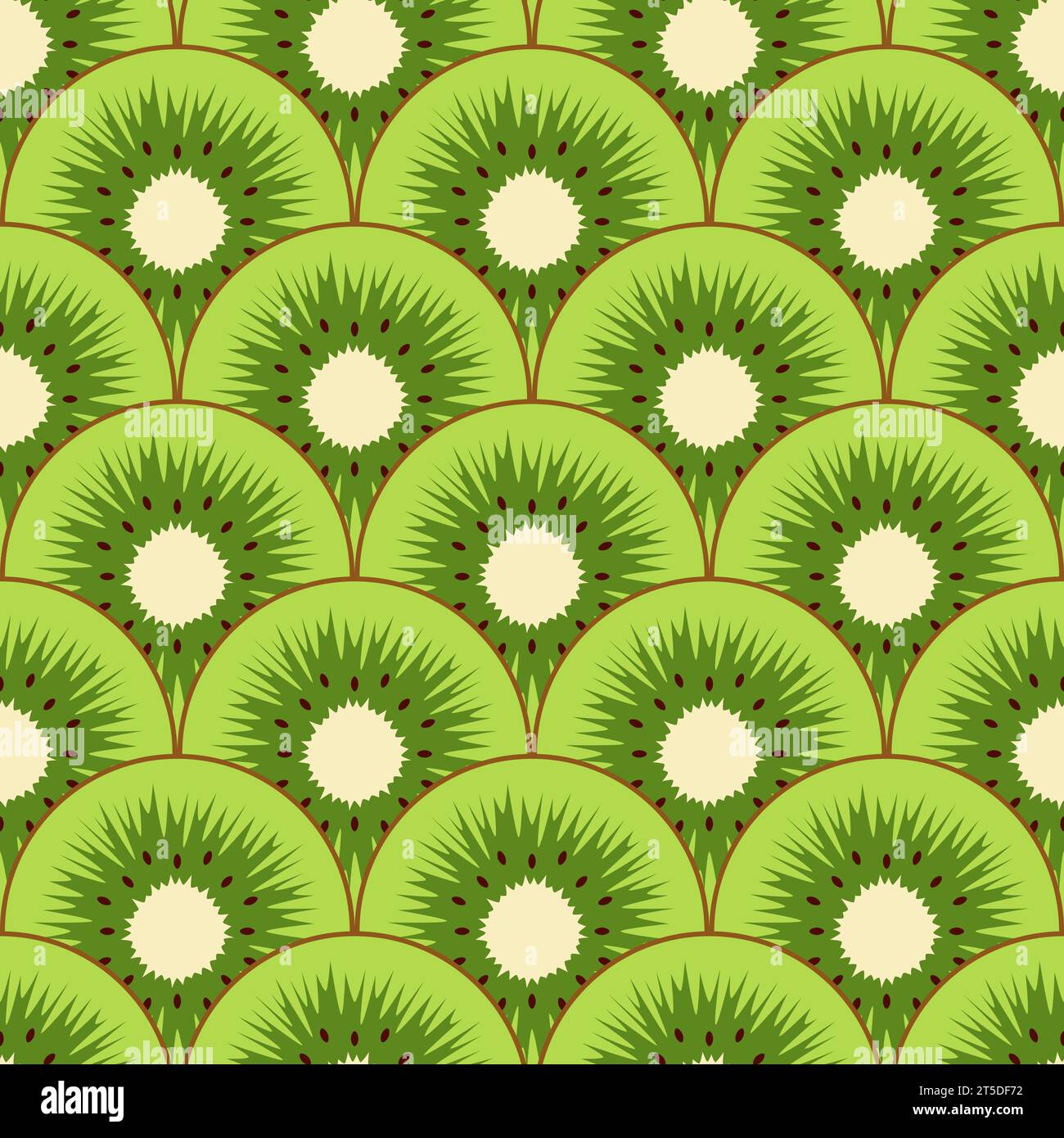 Seamless pattern with cut green kiwi fruit. Vector colorful background. Stock Vector