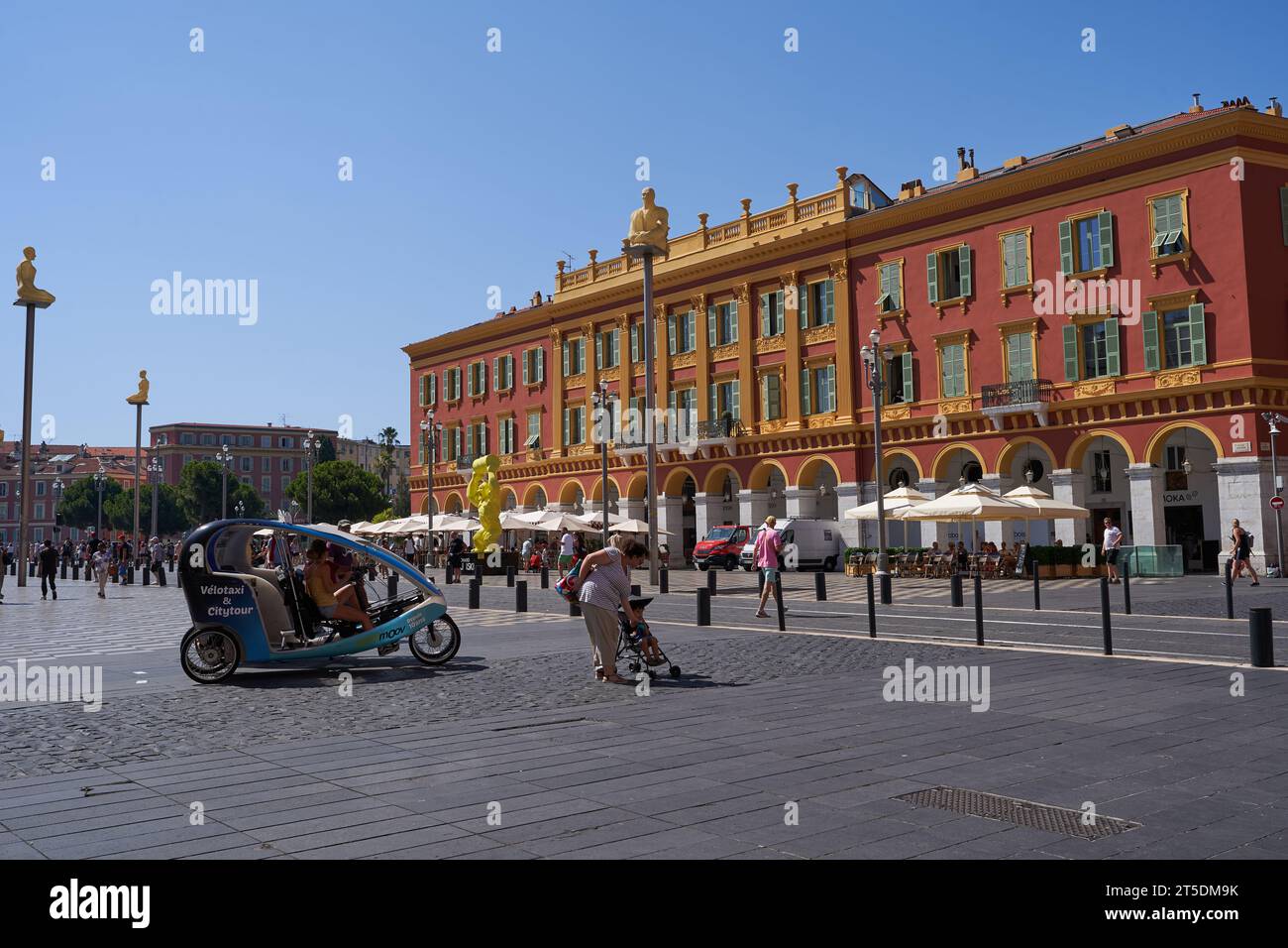 Nice, France - August 12, 2023 - Place Massena on a summer sunny day Stock Photo